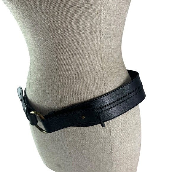Genuine Vintage LAUREN Ralph Lauren Black Leather Circle Buckle Women Belt M main image 6